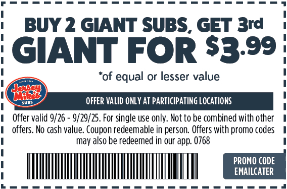 Jersey Mikes coupons & promo code for September 2025