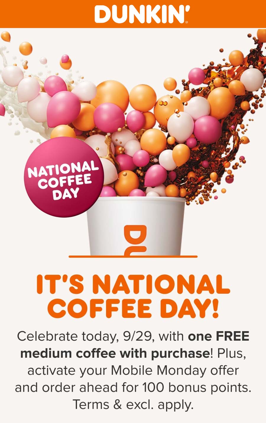 Dunkin Donuts coupons & promo code for October 2025