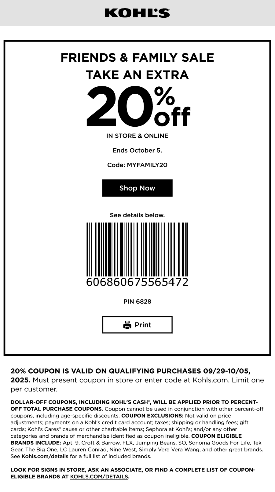Kohls coupons & promo code for October 2025