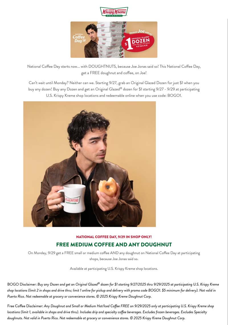 Krispy Kreme coupons & promo code for October 2025