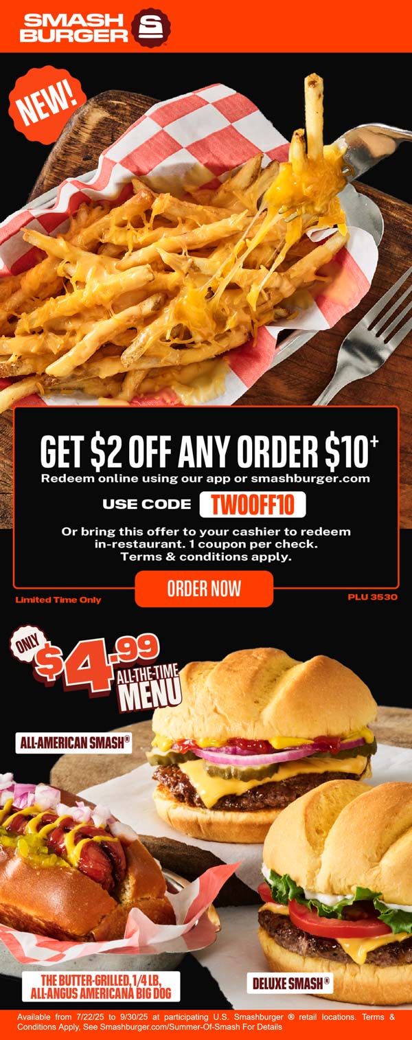 Smashburger coupons & promo code for October 2025