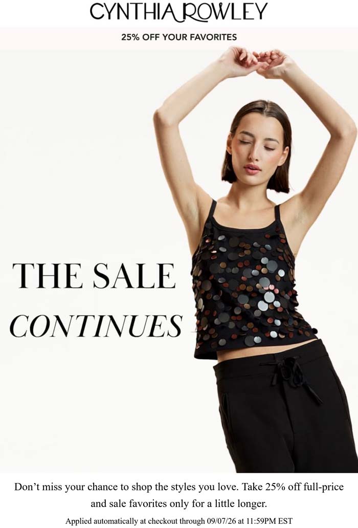 Cynthia Rowley stores Coupon  25% off at Cynthia Rowley #cynthiarowley 