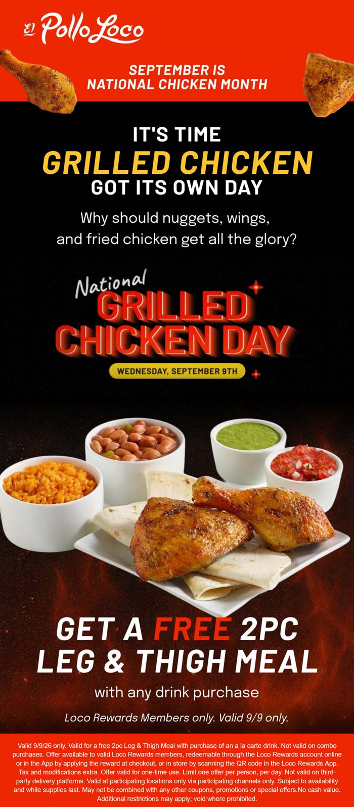 El Pollo Loco restaurants Coupon  Free 2pc chicken meal with your drink Wednesday at El Pollo Loco #elpolloloco 
