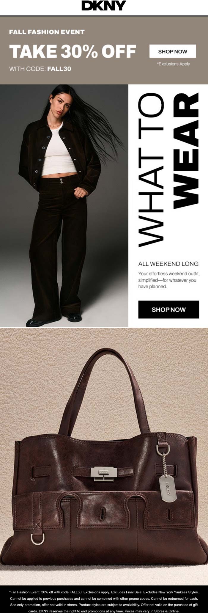 DKNY stores Coupon  30% off at DKNY via promo code FALL30 #dkny 