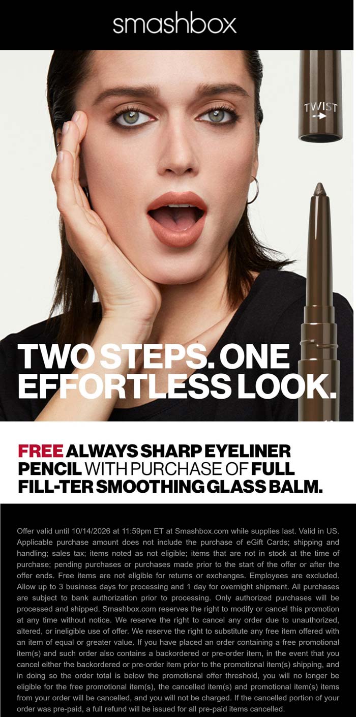 Smashbox Free eyeliner with your balm at Smashbox #smashbox Smashbox stores Coupon Free eyeliner with your balm at Smashbox #smashbox
