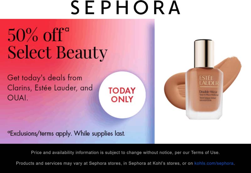 Sephora stores Coupon  Various beauty 50% off today at Sephora #sephora 