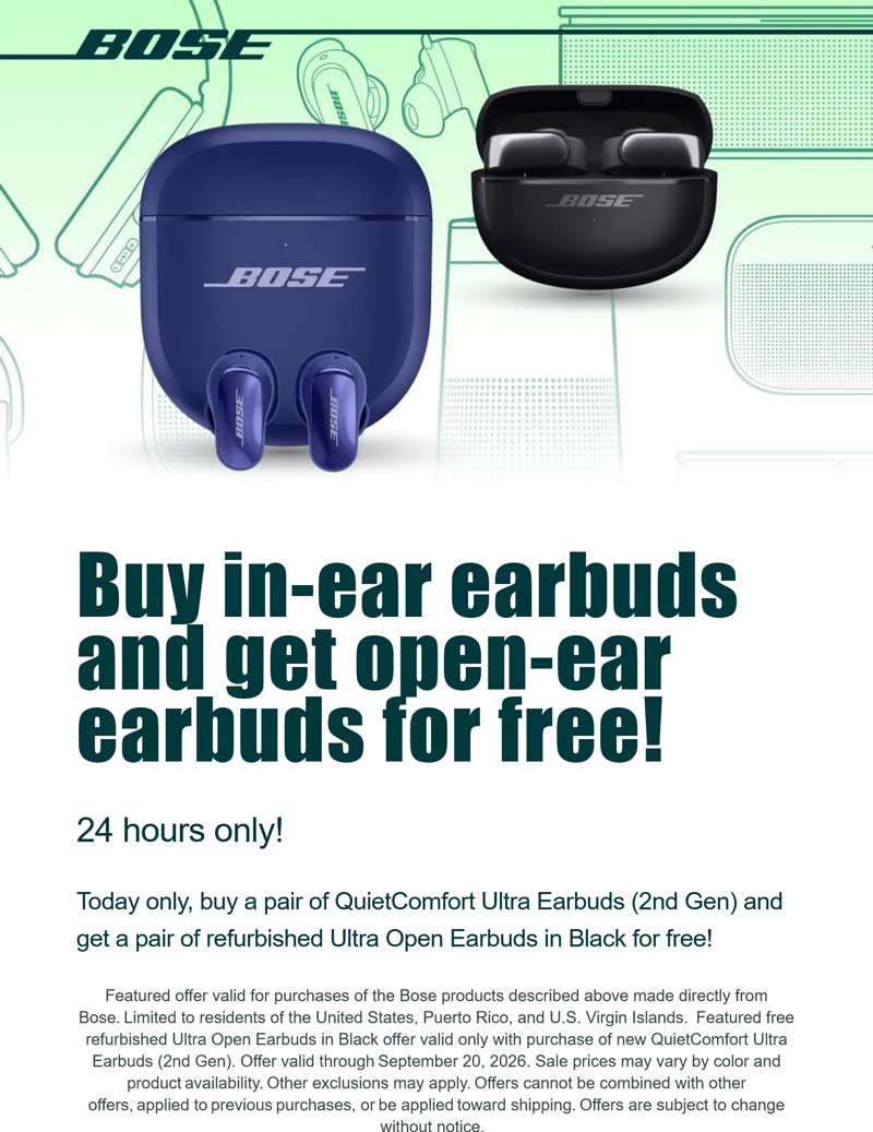 Bose stores Coupon  Second earbuds free today at Bose #bose 