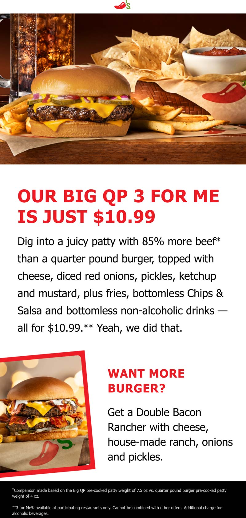 Chilis restaurants Coupon  Cheeseburger + fries + bottomless chips & salsa + drink = $11 at Chilis #chilis 