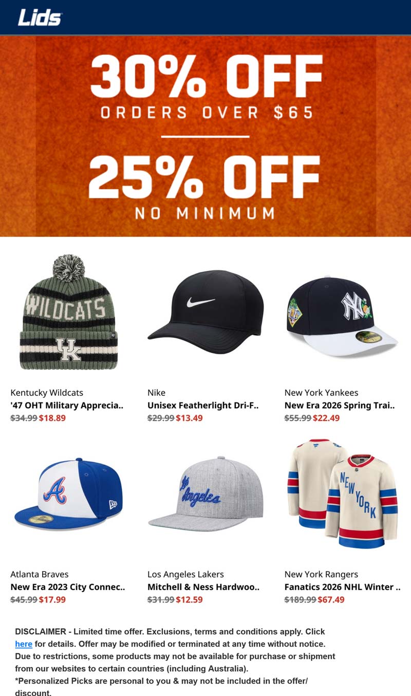 Lids 25-30% off today at Lids via promo code SAVENOW #lids Lids stores Coupon 25-30% off today at Lids via promo code SAVENOW #lids