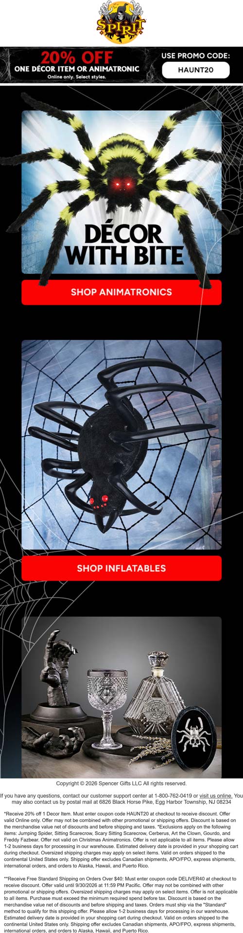 Spirit Halloween stores Coupon  20% off a single animatronic or decor item at Spirit Halloween via promo code HAUNT20 #spirithalloween 