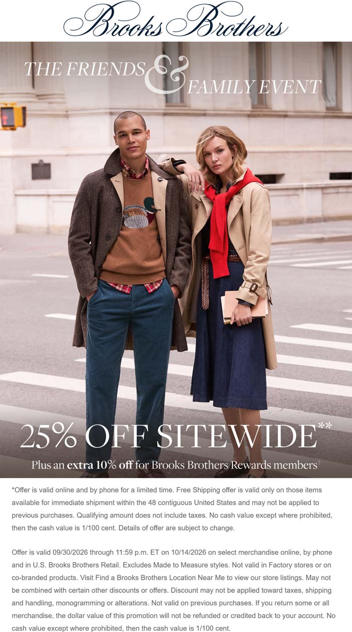 Brooks Brothers 25% off everything online at Brooks Brothers #brooksbrothers Brooks Brothers stores Coupon 25% off everything online at Brooks Brothers #brooksbrothers